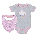 Snugabyeベビー女の子ボディスーツとバンダナよだれかけセットグレーとピンク カラー: ピンク
