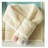 [スゴフィ]SGFY　キッズマフラー ネックウォーマー スカーフ 女の子 男の子 柔らかい 暖かい 子供用 ガールズ ボーイズ カワイイ ボール付き 6色展開 (ホワイト)