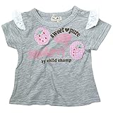 《初夏盛夏対応》 CHILD CHAMP(チャイルド チャンプ) スラブ天竺肩フリルイチゴロゴTシャツ 130cm/GY NO.C-86182105