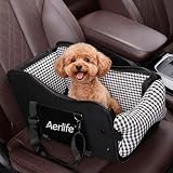 Aerlife 犬 ドライブボックス 助手席 犬 ドライブベッド 収納ポケット付き 後部座席 リード付き 飛び出し防止 小型犬 キャリーバッグ 折り畳み式 ペットカーシート クッション付き 犬猫 お出かけ 洗い可能 夏冬兼用 アウトドア 旅行 BK