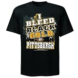 NFL Pittsburgh Steelers Football " I Bleedブラック&ゴールド – Goピッツバーグ！」Tシャツ、ブラック、大