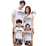（JUTAOPIN）【親子 ペアルック】 親子 ペア ｔシャツ ＆ 迷彩パンツ レディース 親子ペア パパ ママ 可愛い 花柄 ｔシャツ 半袖 春 夏 メンズ 子供 男の子 女の子 90 100 11