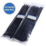 1000個12 "ナイロンプラスチックZipトリムラップケーブルワイヤループタイセルフロック40 lbs
