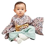 Sweet Mommy 【女の子】袴カバーオール 日本製和柄ちりめん オーガニックコットン裏地 足元2WAY サテンリボン 和服 日本製素材 ベビー服 赤ちゃん 0~3歳 ロンパース ワンピースタイプ