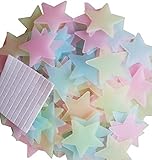 Yueton Pack of 100 Luminous Stars Glow in the Dark Fluorescent Noctilucent Plastic Wall Stickers Dec