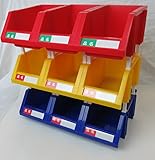 連結パーツボックス (小) ×18コ　【三方良し】 三色混合セット（ブルー/イエロー/レッド各6コ）　名札付