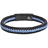 Magna Steel Men's Braided Genuine Leather Cord Bracelet with Magnetic Closure