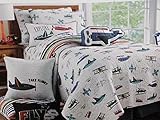 lil dickens reversible FLYING AIRPLANES TWIN SIZE Quilt (bi-planes, planes cargo) [並行輸入品]