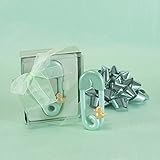 Lunaura Baby Keepsake - Set of 12 Baby Saftey Pins Duck With Thank You Card Favors - Green by Lunaur