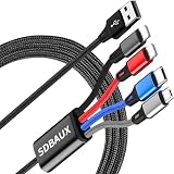 【2本セット/1.2M】USB 4in1 充電ケーブル3A急速充電 3in1一本四役 2*ライトニング/タイプC/マイクロ同時給電i0S Android Type-C Micro USB 携帯電話電子装置多機種対応