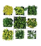 MedianField 【 ウォールグリーン 9個 セット 】 フェイクグリーン 観葉植物 造花 壁掛け 人工観葉植物 エアープランツ 室内 屋外 フレーム インテリア アンティーク 雑貨 人工 フェ