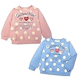 (ピンク/80cm)ベビー服 女の子 トレーナー 長袖 裏毛 ロゴプリント ドット柄 女児 ベビー