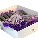 oksale ® 30pcsレッドフクシア香りローズ花びらBath Body Soapウェディングパーティーギフトwith Butterflyknot パープル