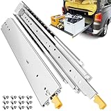ToBeGreat 超重量用 スライドレール 1200MM ロック付き 幅76MM 3段 工業用 スライド レール 重量用 引き出し レール キャラバン 棚 荷台用 側付け 白い ネジ付き 2本入（ペア）