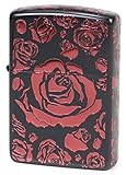 ZIPPO(ジッポー) ライター ブラック アーマー ブラックマット ローズ 5面加工 レッド