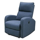 大川家具 関家具 電動リクライニングソファ 1人掛け (幅74cm/素材:ファブリック) ブルー 235167