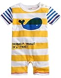 [Vaenait Baby] 6-24ヶ月100%綿ベビー服男の子半袖ロンパース カバーオール Happy Whale 18-24M