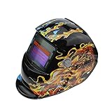 Giantree 溶接ヘルメット、カメレオンのソーラー給電溶接ヘルメット自動暗化フード、ミグティグアーク溶接機のマスクブルーイーグルデザイン