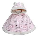 TopCotton 新生児 冬 コート 女の子 クローク フード付き パーカー 赤ちゃん服 防寒 暖かい ピンク (50-70cm)