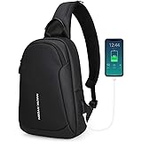 MARK RYDEN ショルダーバッグ USB充電ポート付属ボディバッグ 斜め掛けバッグ 裏ポケット付き 撥水加工 9.7インチiPad収納 軽量バッグ 左右掛け ワンショルダー