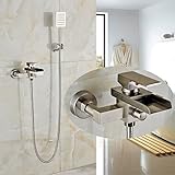 Rozin壁マウントシングルハンドル浴槽蛇口滝注ぎ口withハンドヘルドシャワーセット R0407