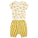 Cutelove 児童スーツ　スポーツのスーツ 　男の子　コットン　半袖　Tシャツ ショートパンツ 二点セット　夏 バナナ柄　プリント