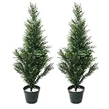 Pure Garden Artificial Mini Cedar Topiary Trees, Set of 2, 34' [並行輸入品]