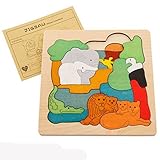 Little star Wooden Animal Puzzle Toy Baby Children Educational Wooden Toys [並行輸入品]