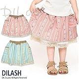(ラポシェビスキュイ) La poche biscuit 初夏'16/ストライプジャガード2枚仕立てスカート 120 ブルー