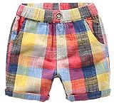 C-Princess 夏用 子供服 ボーイズ ショートパンツ 短パン ハーフパンツ チェック柄 キッズ 男の子 カジュアル お出かけ 出産祝い (120)