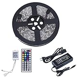 prodeli LEDストリップライト防水smd5050 16.4 Ft 300個( 5 m ) RGB RGB柔軟なLEDストリップ60led / Mライトランプ+ 44キーIRリモートコントローラ