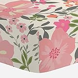 Carousel Designs Pink and Orange Floral Tropic Crib Sheet by Carousel Designs