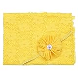 (フィーショー)FEESHOW ベビーラップブランケット モダンバーラップ おくるみ ガーゼ 柔らかい レース ヘッドドレス付き 写真撮影 写真小道具 寝相アート 出産祝い 百日祝い ベビーギフト (