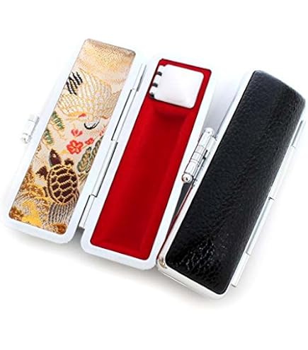 Amazon | 印鑑ケース 高級牛もみ皮ケース 黒色 鶴亀 （10.5mm
