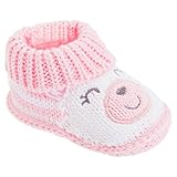 赤ちゃん・ベビー用 ガールズ にこにこテディーベア 綿100% スリッポンブーティー 赤ちゃん靴 女の子 (ワンサイズ) (クリーム/ピンク)