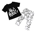 Faithtur 2ピース''Like A Boss'' 赤ちゃん 男の子 面白い Tシャツ トップス そして ロングパンツ 服装セット (18-24 M)