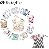 Ohbabyka油が落ちるスタイ10点セット スーパービブ 柔らかくて軽量 洗濯機で洗えてすぐ乾く よだれかけ お食事エプロン スタイ 袖なしタイプ お食事用防水ビブ 撥水 6~24ヶ月 男の子 女の