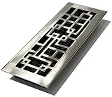 Decor Grates AB414-NKL 4-Inch by 14-Inch Abstract Floor Register, Solid Brass with Brushed Nickel Fi