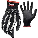 Grease Monkey ボーンシリーズ 発泡ニトリルメカニックグローブ グリップ付き 作業用手袋 万能手袋 骨 Lサイズ ブラック