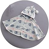 マント フード付き ベビーバスローブ おくるみ 6重ガーゼ 保温性 ふわふわガーゼ 通気性 お洒落 象さん