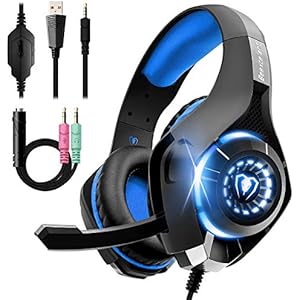 Beexcellent ゲーミングヘッドセット ps4 ヘッドセット LEDマイク付き 有線 超軽量 通気 高音質 ノイズキャンセリング 重低音強化 騒音抑制 伸縮可能 3.5mmプラグ PC用ヘッドセット