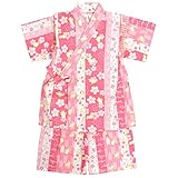 甚平 ベビー 女の子 綿100% 日本製生地 じんべい スーツ上下 祭 子供甚平 縞兎/ピンク-9970 95cm