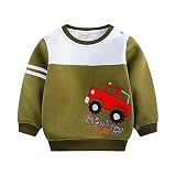 子供服 秋冬 長袖 トレーナー 厚手 丸首 肩ボタン 男の子 ベビー服 車柄 刺繍 2色