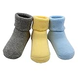 赤ちゃん ベビー 新生児 可愛いソックス 靴下 柔らかい靴下 秋冬　お祝い 出 産 祝い 保温ソックス 3足 (S, 多色)
