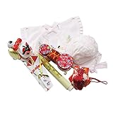 福袋 お宮参り ベビー 縁起小物7点セット 6077 正絹 フード お守り スタイ よだれ掛け 扇子 でんでん太鼓 犬張子 誕生記（巻き物） 女児