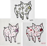 スウェーデンDishclothクリーニングホームキッチンバスルームWindows Lovely Daisy and Polka Pigs (セットof 3 )