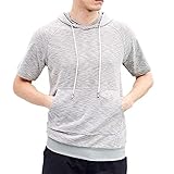 [Make 2 Be] メンズ 半袖 プルオーバー パーカー ビックサイズ スポーツ カジュアル 通気性 Tシャツ MF92 (64.Gray(ポケ付)_2XL)