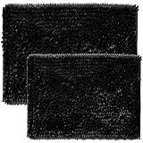 Sweet Home Collection Chenille尺2 Piece Bathroom Rugセット、チャコール ブラック CHEN-2PCRUG-BLK