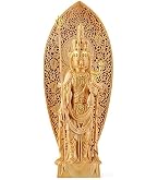 Amazon.co.jp: 極小仏 十一面観音－12cm長谷寺型（木製：ツゲ 金泥仕上