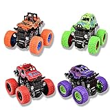 モンスタートラック 男の子用 4個パック プルバック車両 幼児用 360度回転 4輪駆動 耐久性 摩擦力 プッシュ&ゴー玩具 トラック プレイセット ギフト 3 4 5 6 7 8歳 キッズ ガールズ